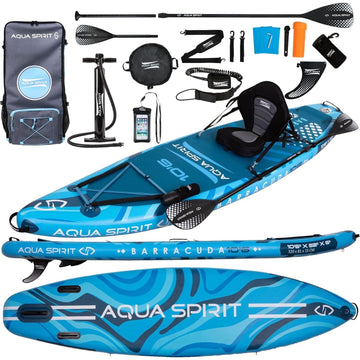 Aqua Spirit Barracuda SUP Inflatable Stand Up Paddle Board 2024, 10'6x32”x6”, Complete Kayak Conversion Kit with Paddle, Backpack, Pump and more accessories, Adult Beginner/Expert, 2 Year Warranty - Packed Direct UK